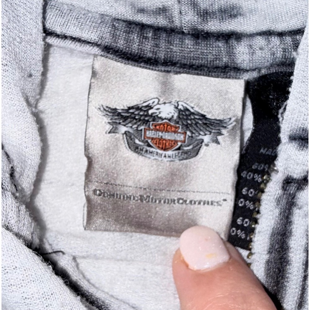Harley Davidson Hoodie Womens XL Gray Fair Burnout Graphic Zip Up Eagle Logo - Picture 5 of 15